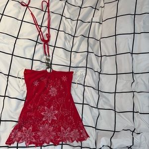 Red tank top with flower design
